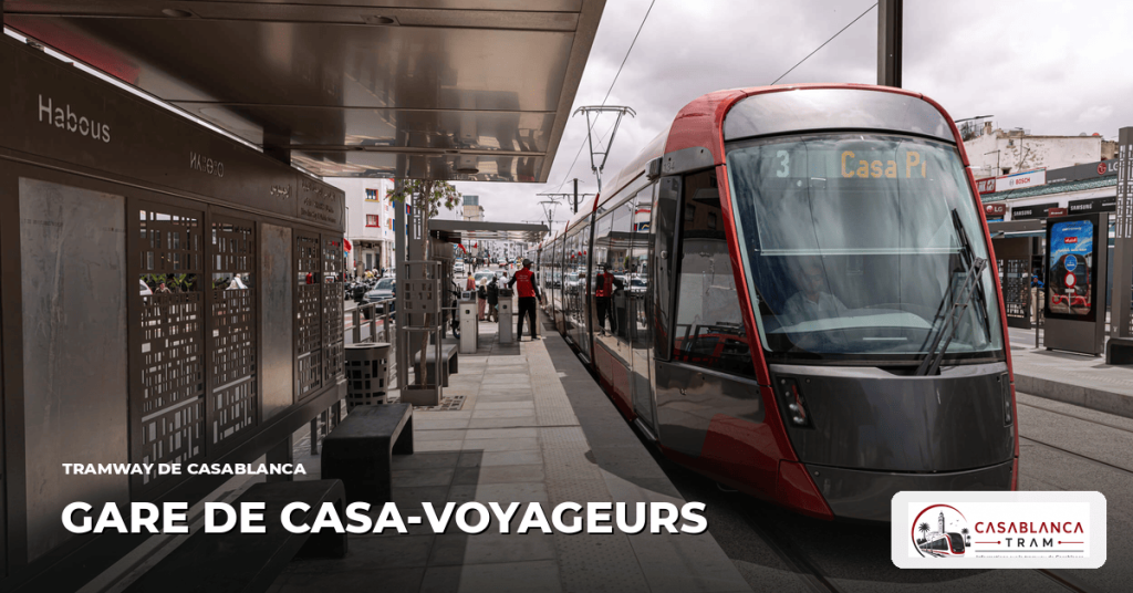 Station Gare de Casa-Voyageurs sur la Ligne 1, tramway de Casablanca