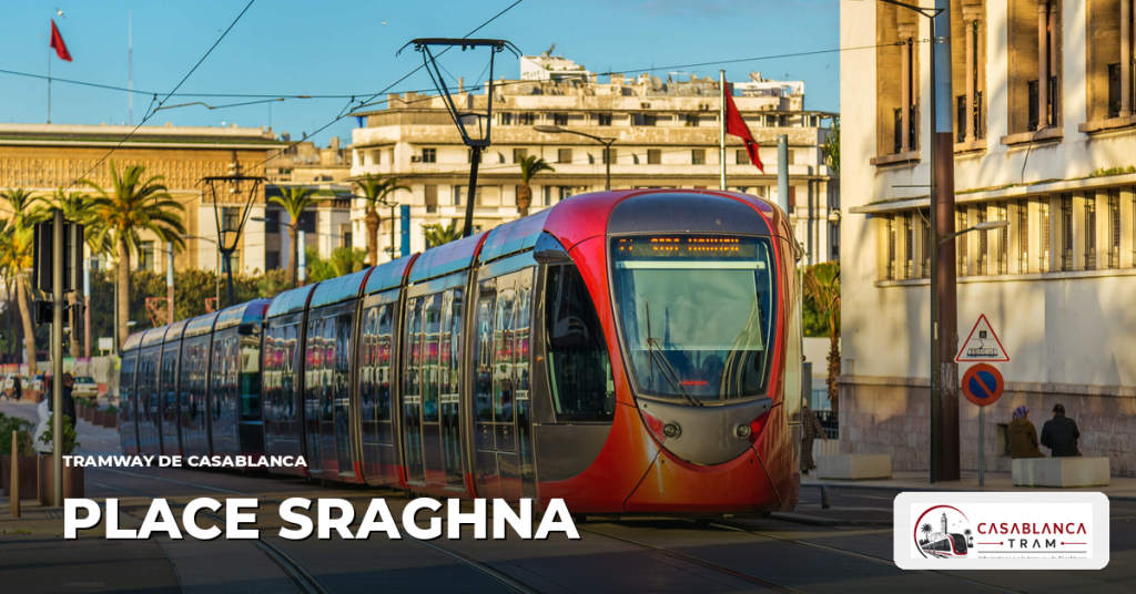 Station Place Sraghna sur la Ligne 2, tramway de Casablanca
